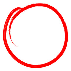 Circle brush stroke vector isolated on white background. Red enso zen circle brush stroke. For stamp,seal, ink and paintbrush design template. Grunge hand drawn circle shape. vector illustration