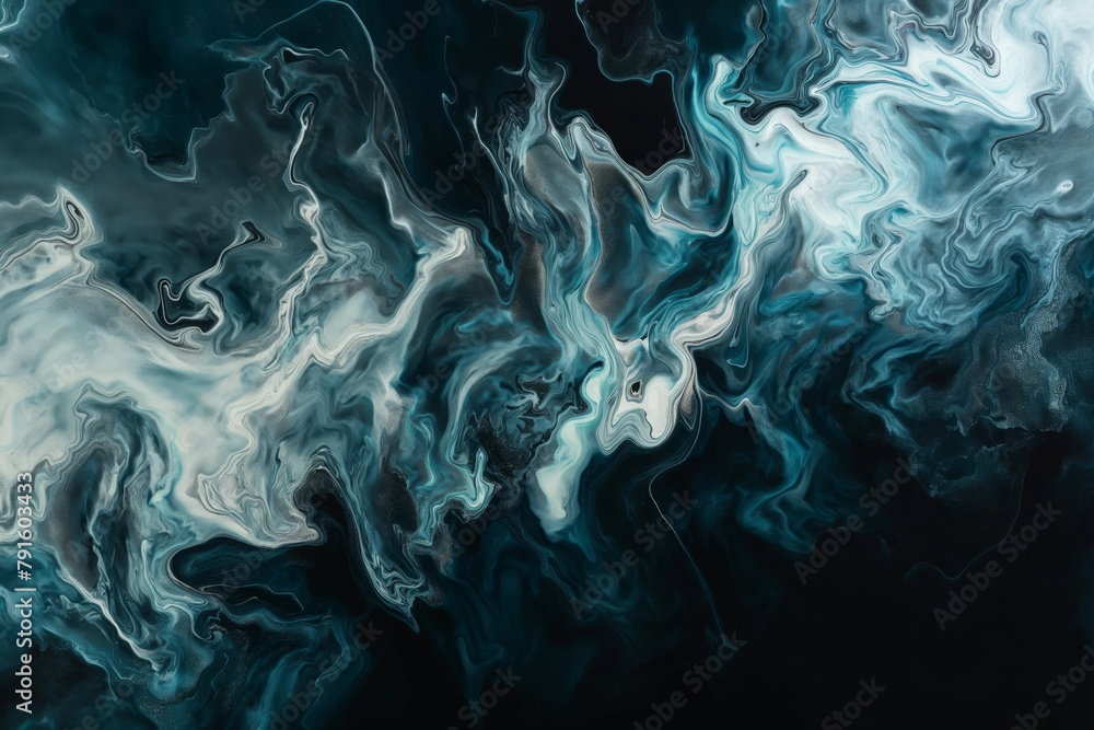 Poster vibrant and elegant abstract fluid art background with dynamic flow and organic shapes in trendy bla