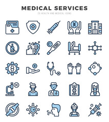 MEDICAL SERVICES Icons Pack. Two Color icons set. Two Color icon collection set. Simple vector icons.