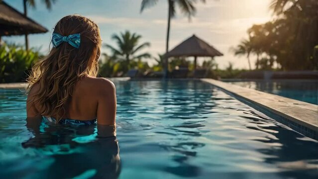 Beautiful girl in the pool