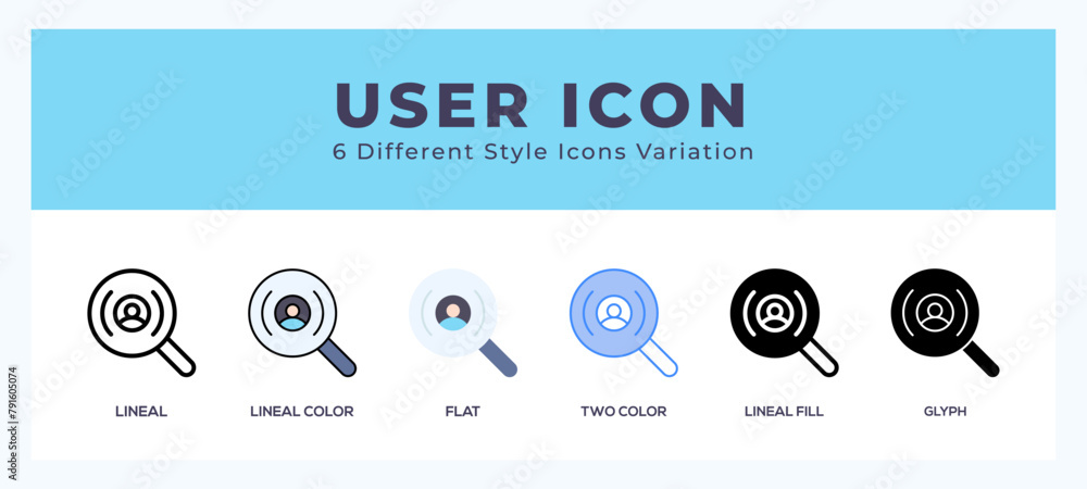 Poster user set of simple icons great for web. app. presentation and more.
