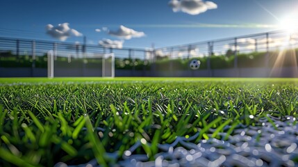 A 3d abstract render of a cute soccer field  AI generated illustration