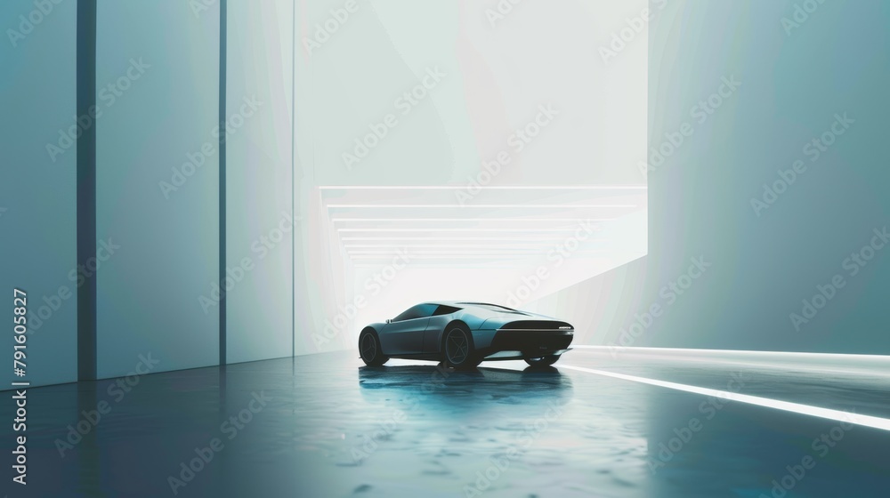 Poster a 3d render of a sleek and modern car drifting through a minimalist environment ai generated illustr