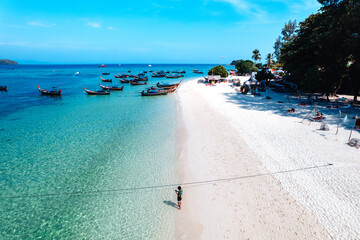 Beach and clear sea top view at Koh Lipe