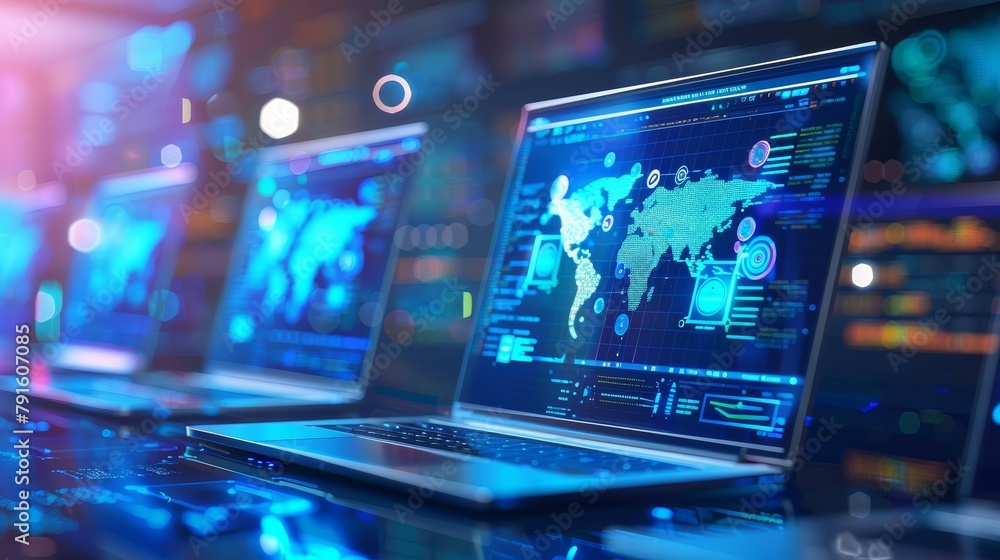Poster virtual machines running multiple operating systems ai generated illustration
