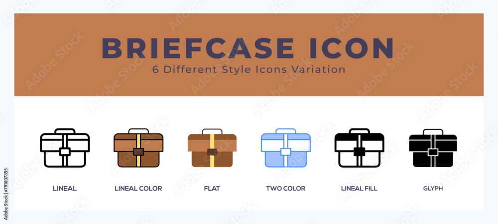 Aufkleber briefcase icon set with different styles. design elements for logo. vector illustration.