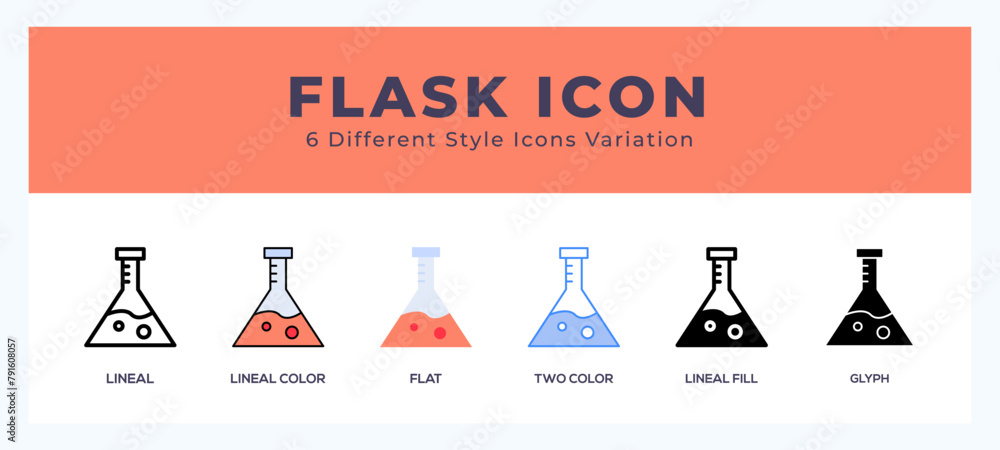 Poster flask vector icons designed. icon symbol set.