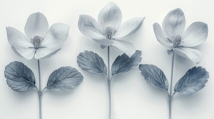 Elegant Collection of Silver Metal Flowers with Delicate Petals