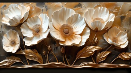 Floral Stained Glass Artwork with Textured Design