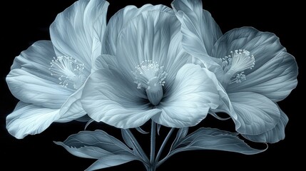Ethereal Beauty: Delicate Layers of a White Flower in Contrast with Dark Background - obrazy, fototapety, plakaty