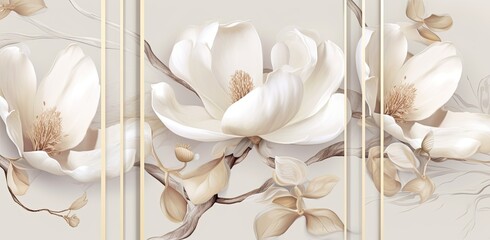 Elegant Cherry Blossom Illustration in Japanese Art Style