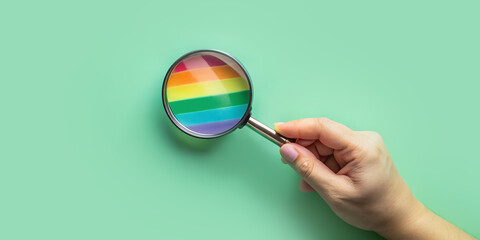 Abstract background. LGBTQ concepts with gender equality with a magnifying glass, finding identity...