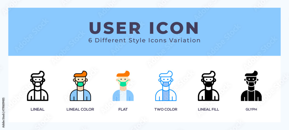 Poster user icon in filled. thin line. outline stroke and flat style.