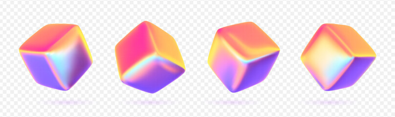 3d vector render glass cube set.