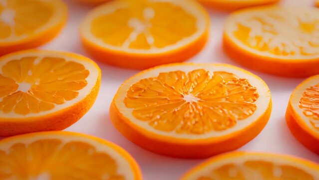 Fresh Citrus Delight: Vibrant Slices of Orange. Generative ai