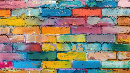 Fototapeta premium Colorful brick texture. Generative AI