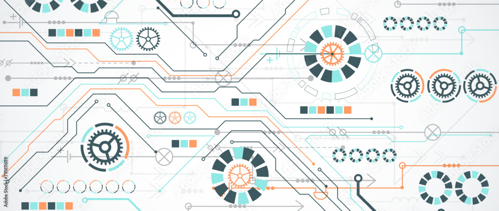 Poster Abstract vector background on a technological theme.