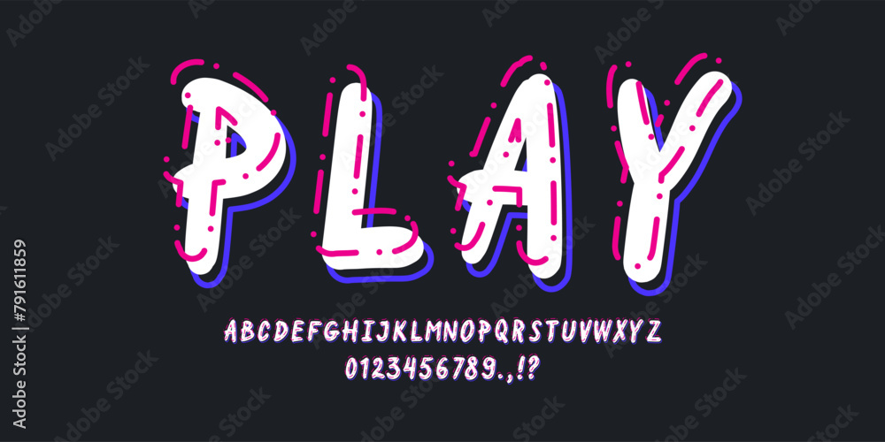 Fototapete alphabet font. capital letters of the latin alphabet. a dot font consisting of round particles.