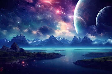 Galaxy Night Sky with Stars and Clouds Deep Space Landscape Background or Wallpaper