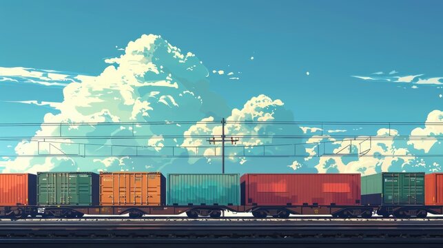 Freight train wagon. Generative AI