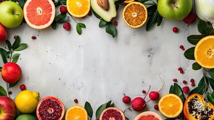 Fruit & veggie border. Generative AI