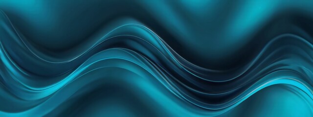 Bright cyan smooth blurred wavy abstract elegant background.Ai generative