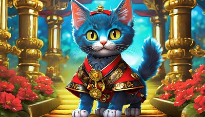 寺院の中で使える高官の猫