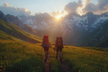 Happy family friends hiking journey mountains backpack friend group nature love joy trek hike trekking sports adult children freedom vacation relaxation relaxed holiday experience walking exploring