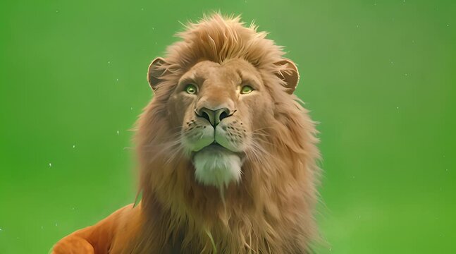 Animation of lion isolated on green screen