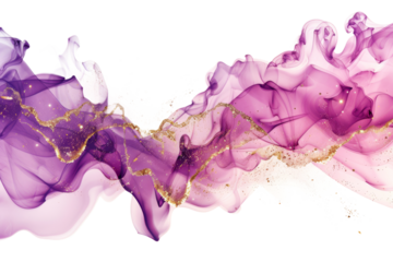 Pink and gold alcohol ink isolated on transparent background