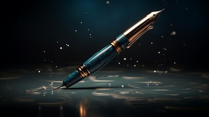 A luxurious fountain pen gliding gracefully across the surface of a high-stakes contract, symbolizing the weight of pivotal business decisions - obrazy, fototapety, plakaty