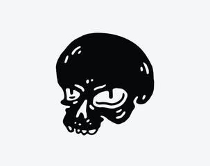 Skull icon. Black silhouette of a human skull. Vector illustration isolated on a white background for design and web. - 791618623