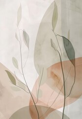 Aesthetic Minimalist Abstract Floral Design in Beige Tones. Perfect for Posters and Wallpapers. Generative AI