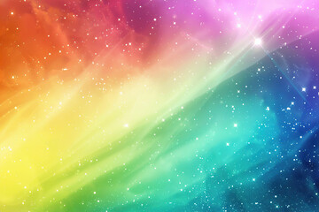 Obraz premium Generative ai on theme of beautiful tranquil landscape with magical bright rainbow at cloudy sky