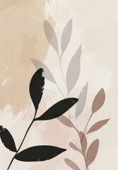 Aesthetic Minimalist Abstract Floral Design in Beige Tones. Perfect for Posters and Wallpapers. Generative AI