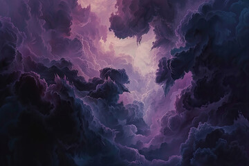 Generative ai on theme of a dramatic dark storm clouds before rain creating spectacular landscape - obrazy, fototapety, plakaty