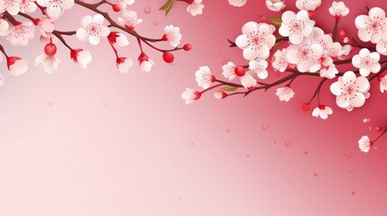 illustration pink stem sakura flower
