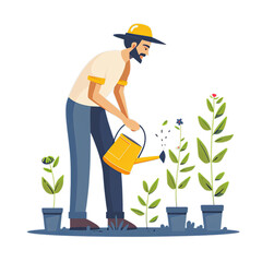 Cartoon Color People and Watering, PNG