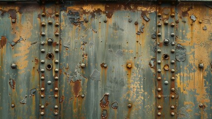 Rusty metal surface texture with rivets
