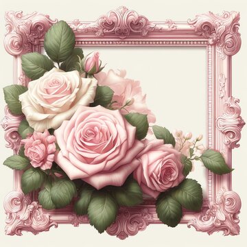 Image of the vintage-style frame with Roses