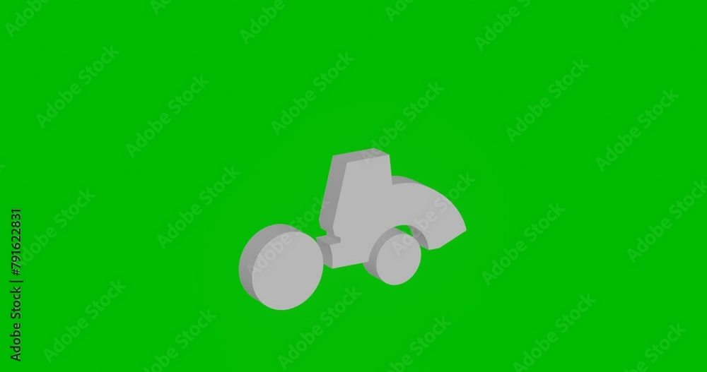 Poster animation of rotation of a white road roller symbol with shadow. simple and complex rotation. seamle
