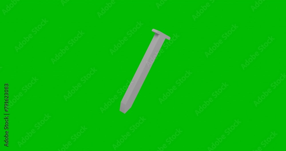 Poster animation of rotation of a white metal nail symbol with shadow. simple and complex rotation. seamles