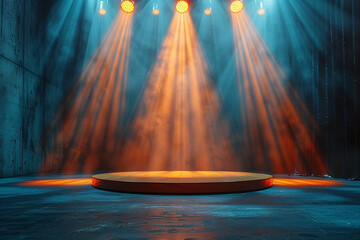 Theater stage light background with spotlight illuminated the stage
