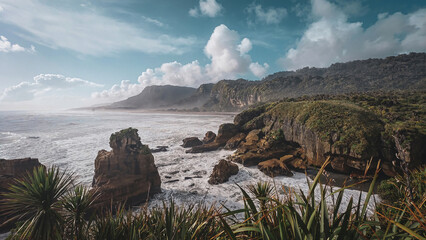 Coastline View At Pancake Rocks and Blowholes