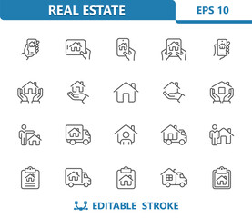 Real Estate Icons. House, Home, Realtor, Moving Truck
