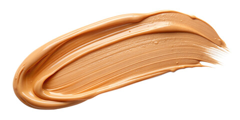 Foundation cream smear. Swatch of smooth liquid foundation makeup in a creamy texture, isolated on a transparent background for beauty and cosmetic use.