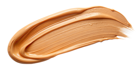 Foundation cream smear. Swatch of smooth liquid foundation makeup in a creamy texture, isolated on a transparent background for beauty and cosmetic use.