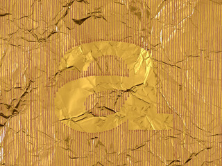 Abstract background with gold foil and a letter. 