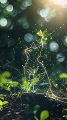 Glowing Cat Outline with Bokeh Light Effects
