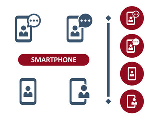 Smartphone Icons. Mobile Phone, Telephone, Phone Call, Video Call, Streaming, Streamer, Man Icon